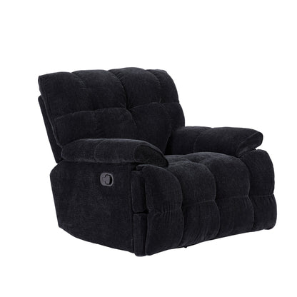 Fauteuil inclinable manuel pivotant à 360° noir rembourré avec accoudoirs et siège plus larges