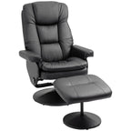 Fauteuil inclinable en cuir synthétique noir avec repose-pieds, dossier réglable et base pivotante