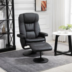 Fauteuil inclinable en cuir synthétique noir avec repose-pieds, dossier réglable et base pivotante