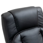 Fauteuil inclinable pivotant en cuir PU noir avec repose-pieds ottoman, réglages manuels