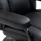 Fauteuil inclinable pivotant en cuir PU noir avec repose-pieds ottoman, réglages manuels