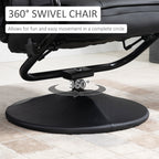 Fauteuil inclinable pivotant en cuir PU noir avec repose-pieds ottoman, réglages manuels