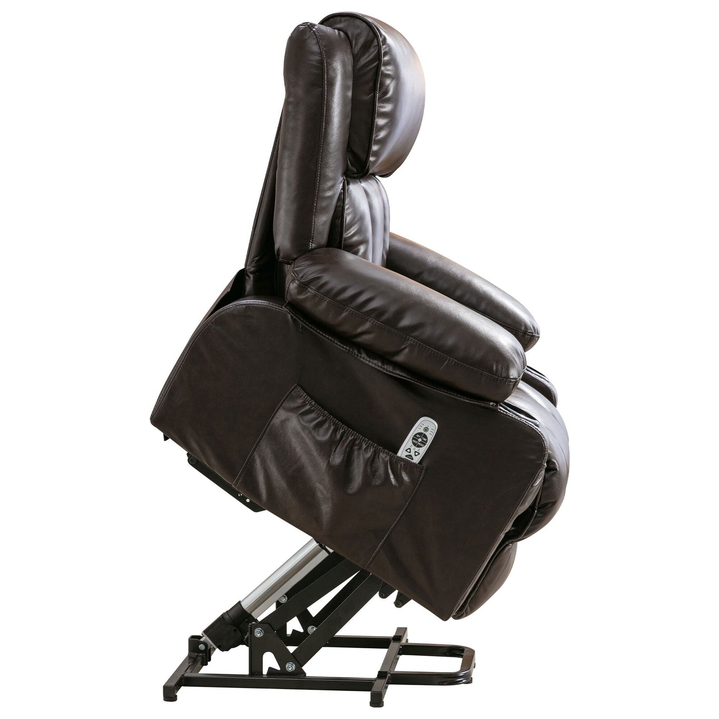 Fauteuil inclinable électrique noir avec massage, chauffage et cuir synthétique