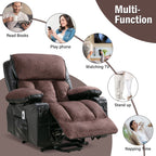 Fauteuil inclinable électrique noir avec massage, chauffage et cuir synthétique