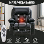 Fauteuil inclinable électrique noir avec massage, chauffage et cuir synthétique