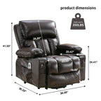 Fauteuil inclinable électrique noir avec massage, chauffage et cuir synthétique