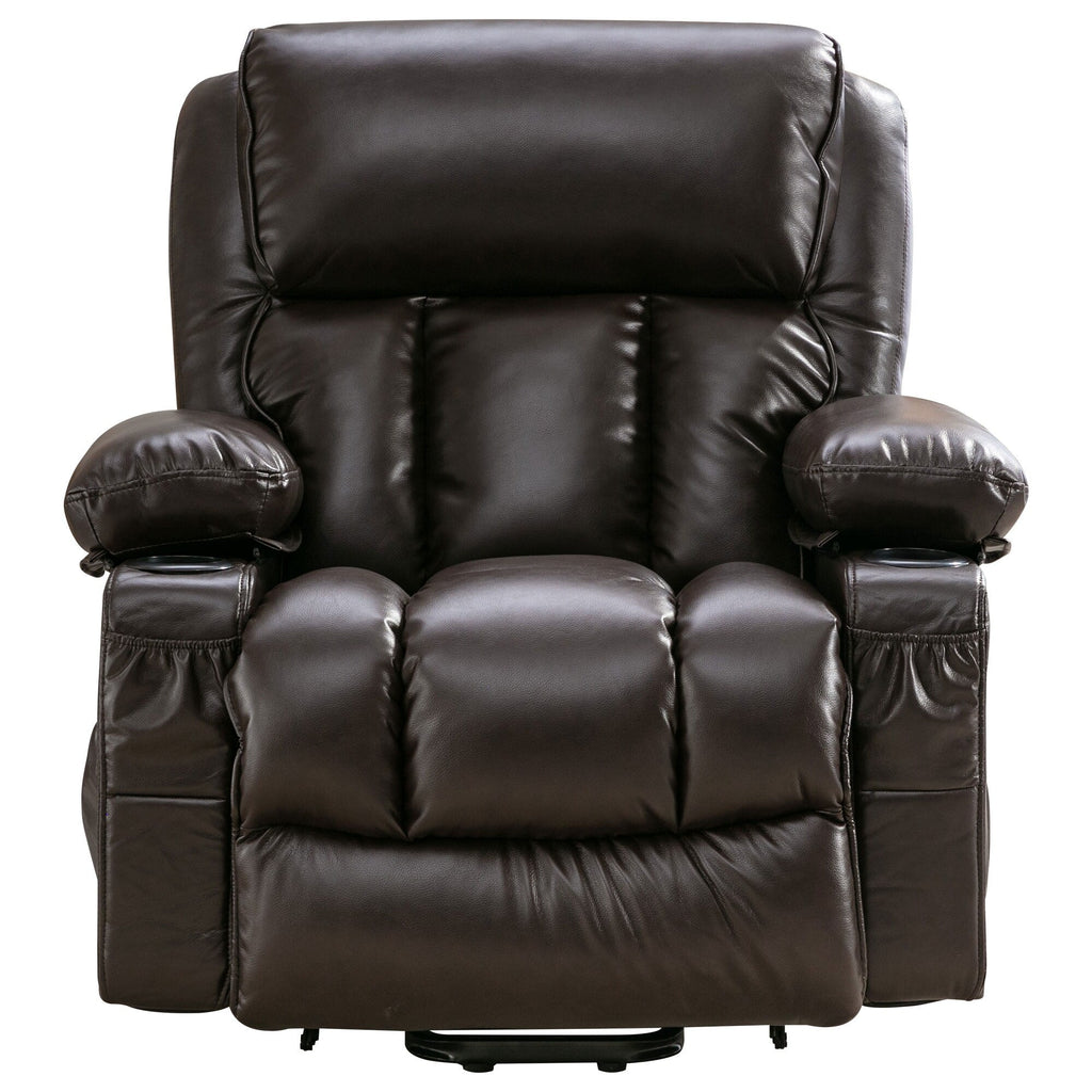 Fauteuil inclinable électrique noir avec massage, chauffage et cuir synthétique