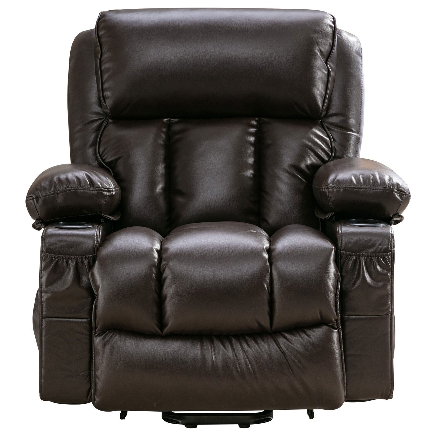 Fauteuil inclinable électrique noir avec massage, chauffage et cuir synthétique