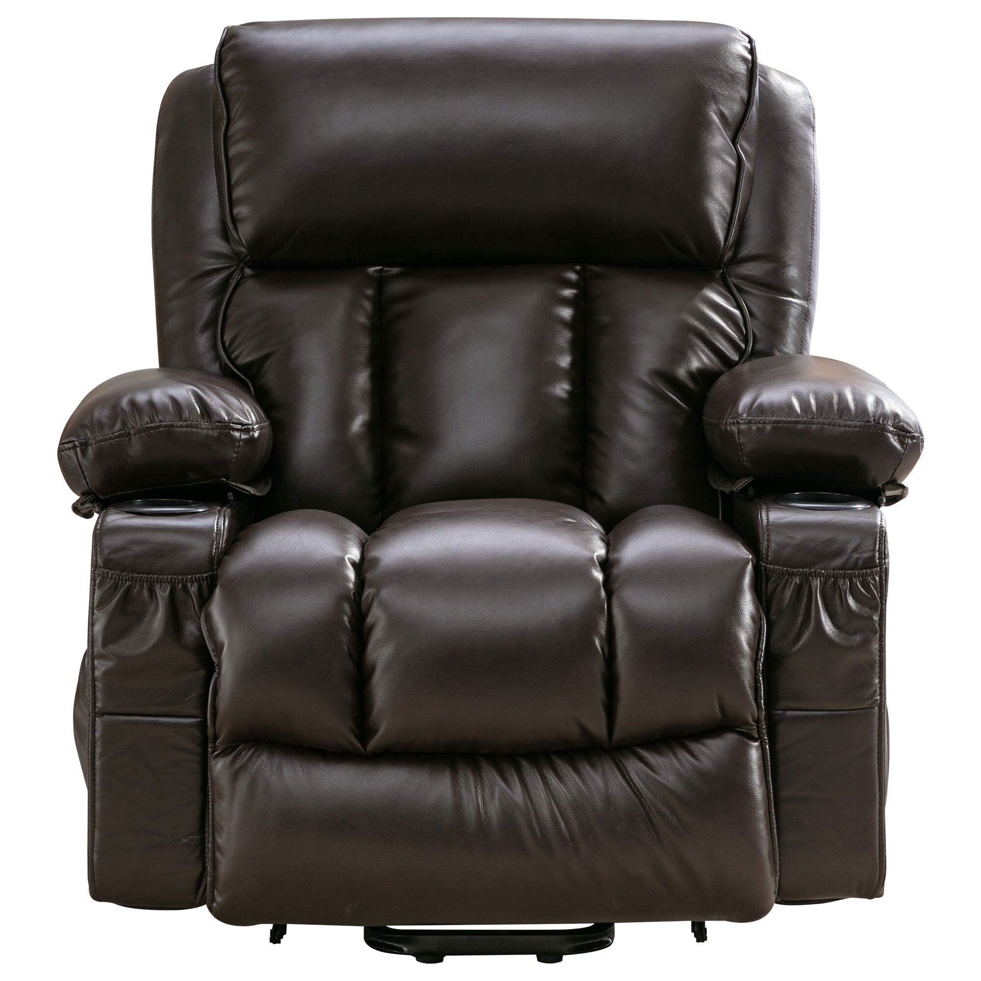 Fauteuil inclinable électrique noir avec massage, chauffage et cuir synthétique