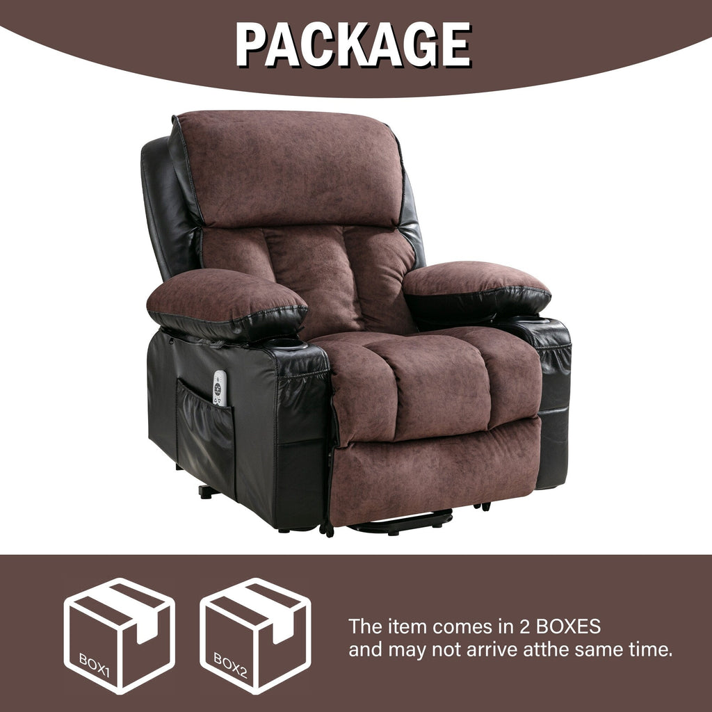 Fauteuil inclinable électrique noir avec massage, chauffage et cuir synthétique