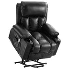 Fauteuil inclinable électrique noir avec massage, chauffage et cuir synthétique