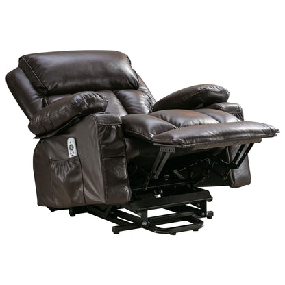 Fauteuil inclinable électrique noir avec massage, chauffage et cuir synthétique