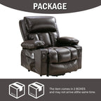 Fauteuil inclinable électrique noir avec massage, chauffage et cuir synthétique