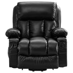Fauteuil inclinable électrique noir avec massage, chauffage et cuir synthétique