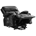 Fauteuil inclinable électrique noir avec massage, chauffage et cuir synthétique