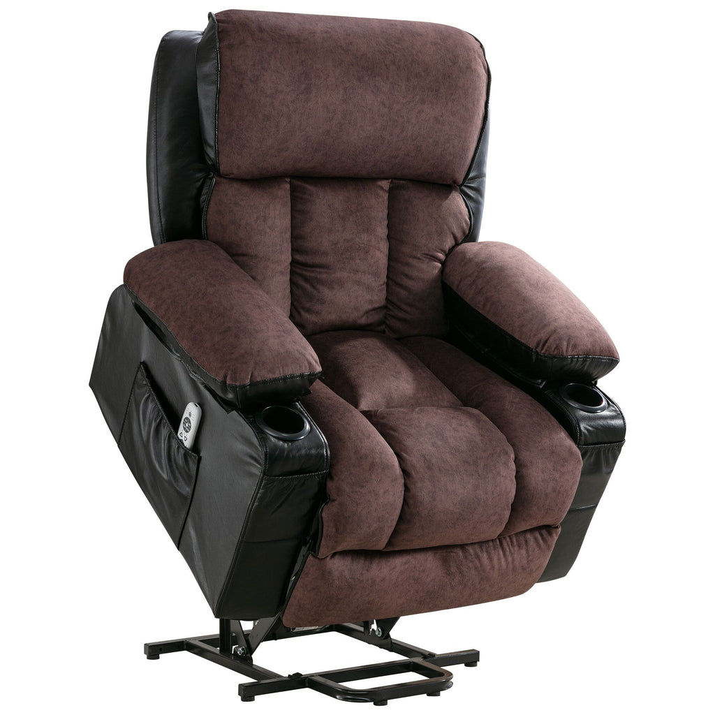 Fauteuil inclinable électrique noir avec massage, chauffage et cuir synthétique