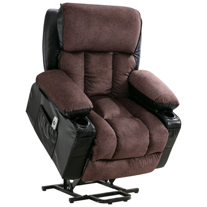 Fauteuil inclinable électrique noir avec massage, chauffage et cuir synthétique