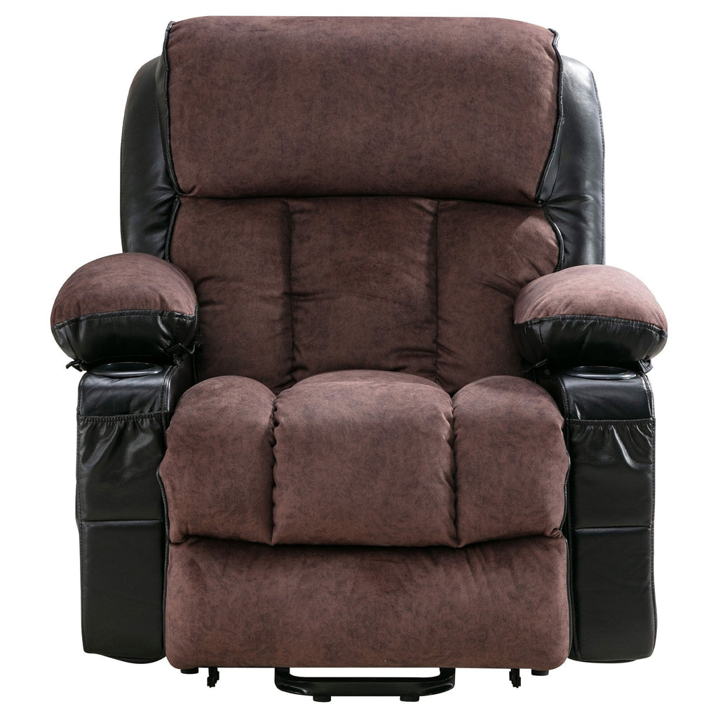 Fauteuil inclinable électrique noir avec massage, chauffage et cuir synthétique