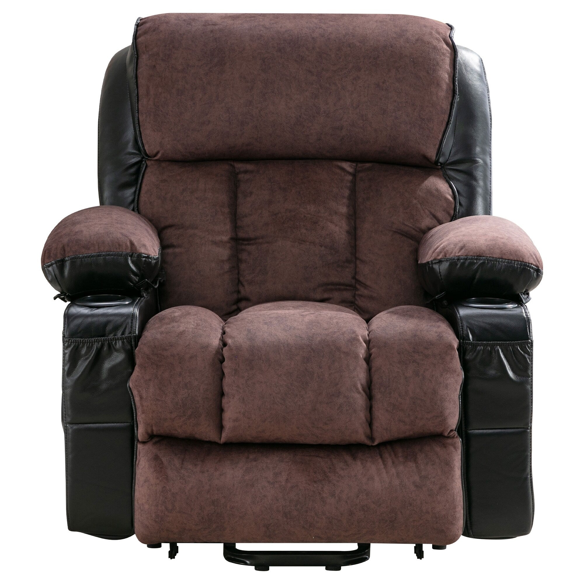 Fauteuil inclinable électrique noir avec massage, chauffage et cuir synthétique
