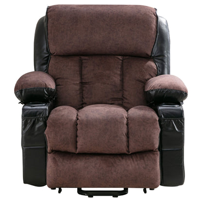 Fauteuil inclinable électrique noir avec massage, chauffage et cuir synthétique