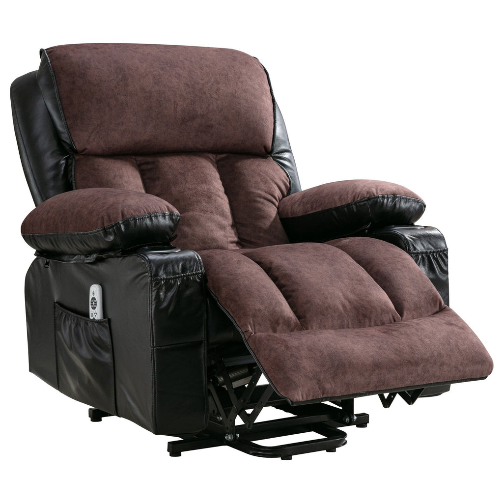 Fauteuil inclinable électrique noir avec massage, chauffage et cuir synthétique