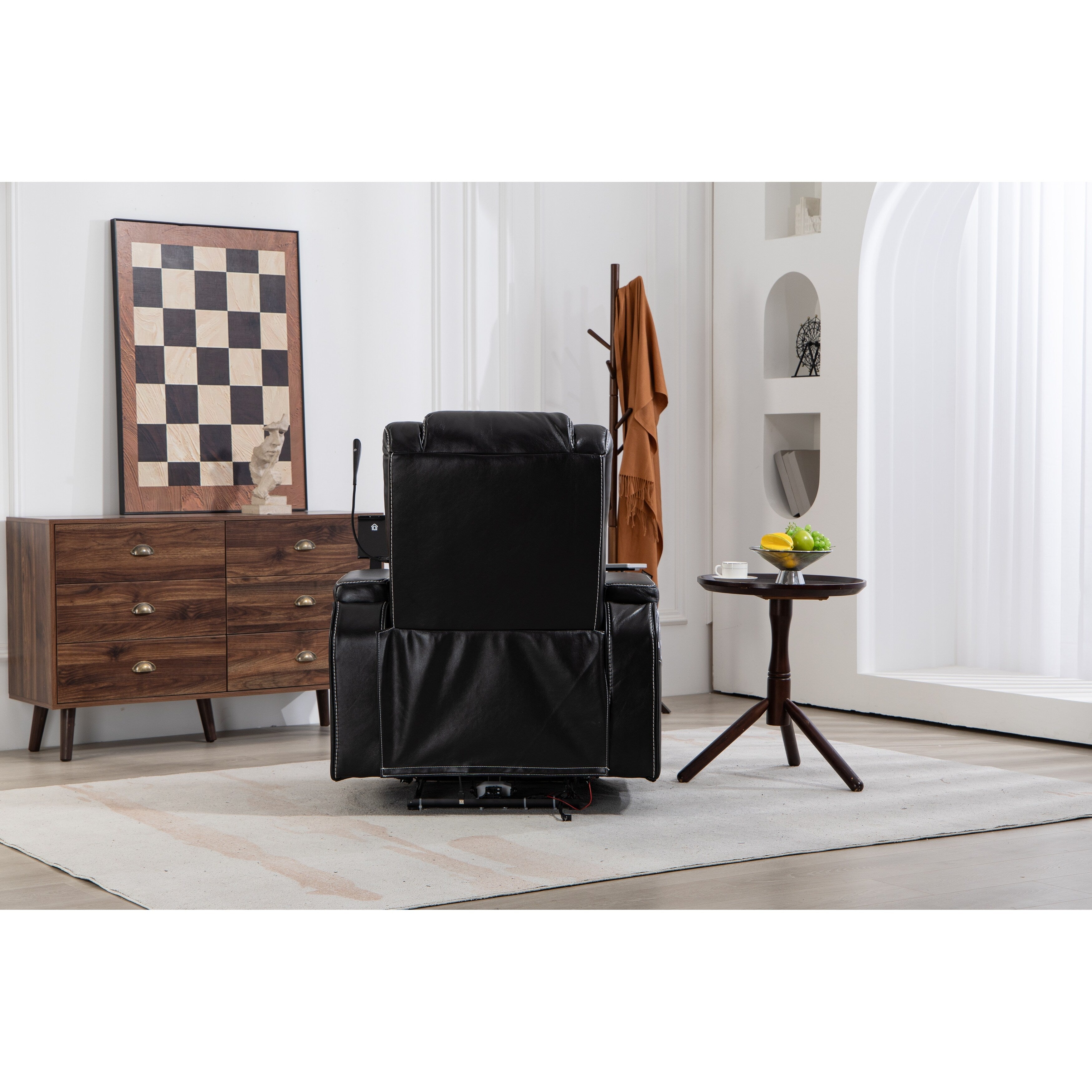 Fauteuil inclinable noir Power Zero Gravity avec accoudoir de rangement, porte-gobelet, table pour ordinateur portable, support pour téléphone, lampe de lecture et port USB