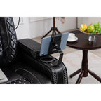Fauteuil inclinable noir Power Zero Gravity avec accoudoir de rangement, porte-gobelet, table pour ordinateur portable, support pour téléphone, lampe de lecture et port USB