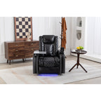Fauteuil inclinable noir Power Zero Gravity avec accoudoir de rangement, porte-gobelet, table pour ordinateur portable, support pour téléphone, lampe de lecture et port USB