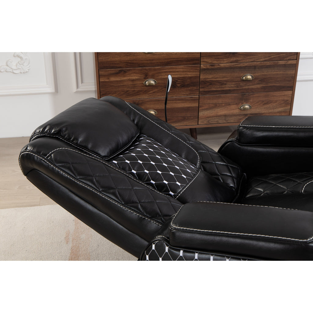 Fauteuil inclinable noir Power Zero Gravity avec accoudoir de rangement, porte-gobelet, table pour ordinateur portable, support pour téléphone, lampe de lecture et port USB