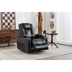 Fauteuil inclinable noir Power Zero Gravity avec accoudoir de rangement, porte-gobelet, table pour ordinateur portable, support pour téléphone, lampe de lecture et port USB