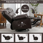 Fauteuil inclinable pivotant noir avec chauffage, massage et ports USB