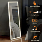 Miroir de sol avec éclairage LED, miroir pleine longueur 64 x 21 avec support, miroir suspendu, miroir mural, miroir intégral