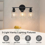 Luminaire de salle de bain à 3 lumières de 17 po, bronze huilé, luminaire de vanité