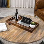 Plateau de service rectangulaire en bois de noyer noir KINWELL, plateau ottoman