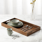 Plateau de service rectangulaire en bois de noyer noir KINWELL, plateau ottoman