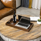 Plateau de service rectangulaire en bois de noyer noir KINWELL, plateau ottoman