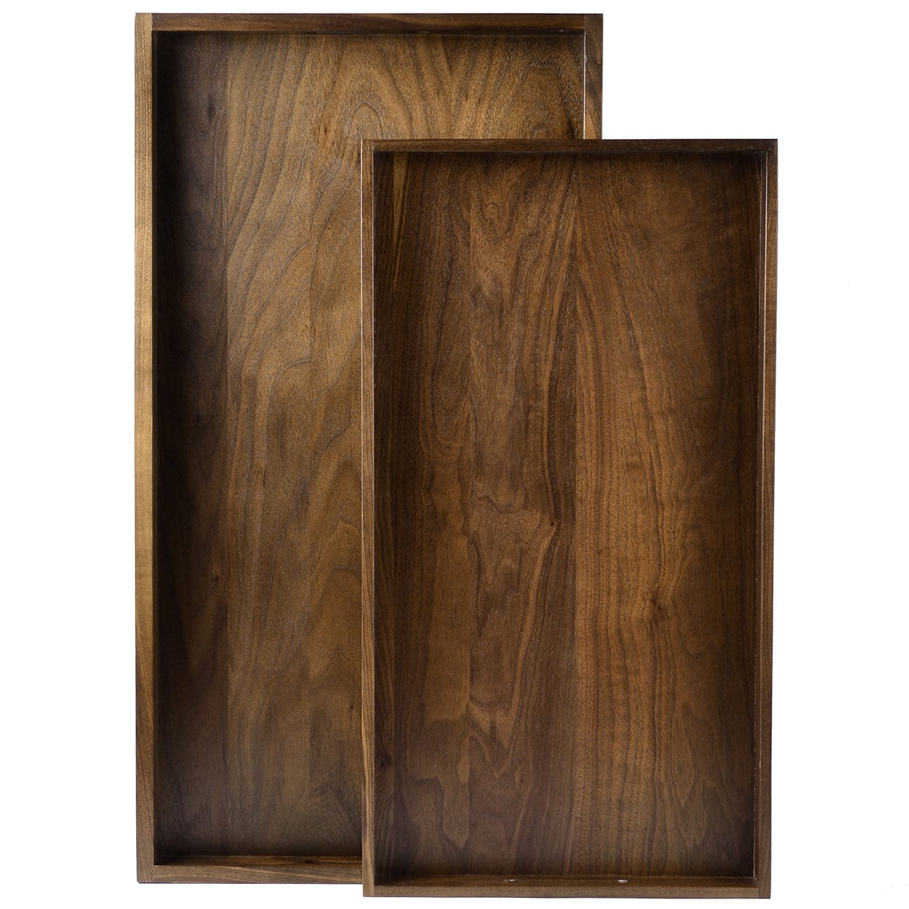 Plateau de service rectangulaire en bois de noyer noir KINWELL, plateau ottoman