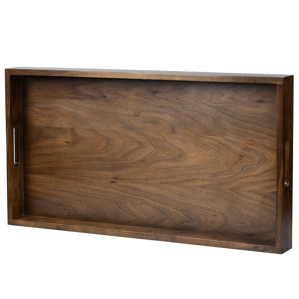 Plateau de service rectangulaire en bois de noyer noir KINWELL, plateau ottoman