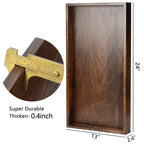 Plateau de service rectangulaire en bois de noyer noir KINWELL, plateau ottoman
