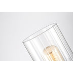 Meuble-lavabo noir et nickel brossé à 3 lumières avec abat-jour en verre biseauté transparent