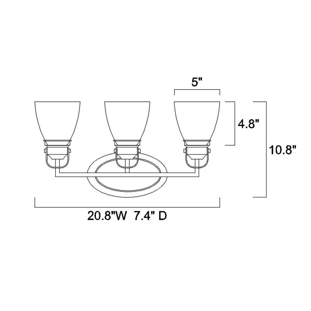 Appliques de vanité supérieures à 3 lumières, noires et nickel brossé, avec abat-jour en verre transparent