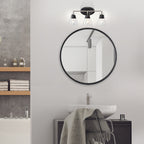 Appliques de vanité supérieures à 3 lumières, noires et nickel brossé, avec abat-jour en verre transparent