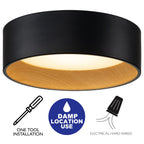 Plafonnier encastré à LED intégré C Cattleya noir et bois 3CCT