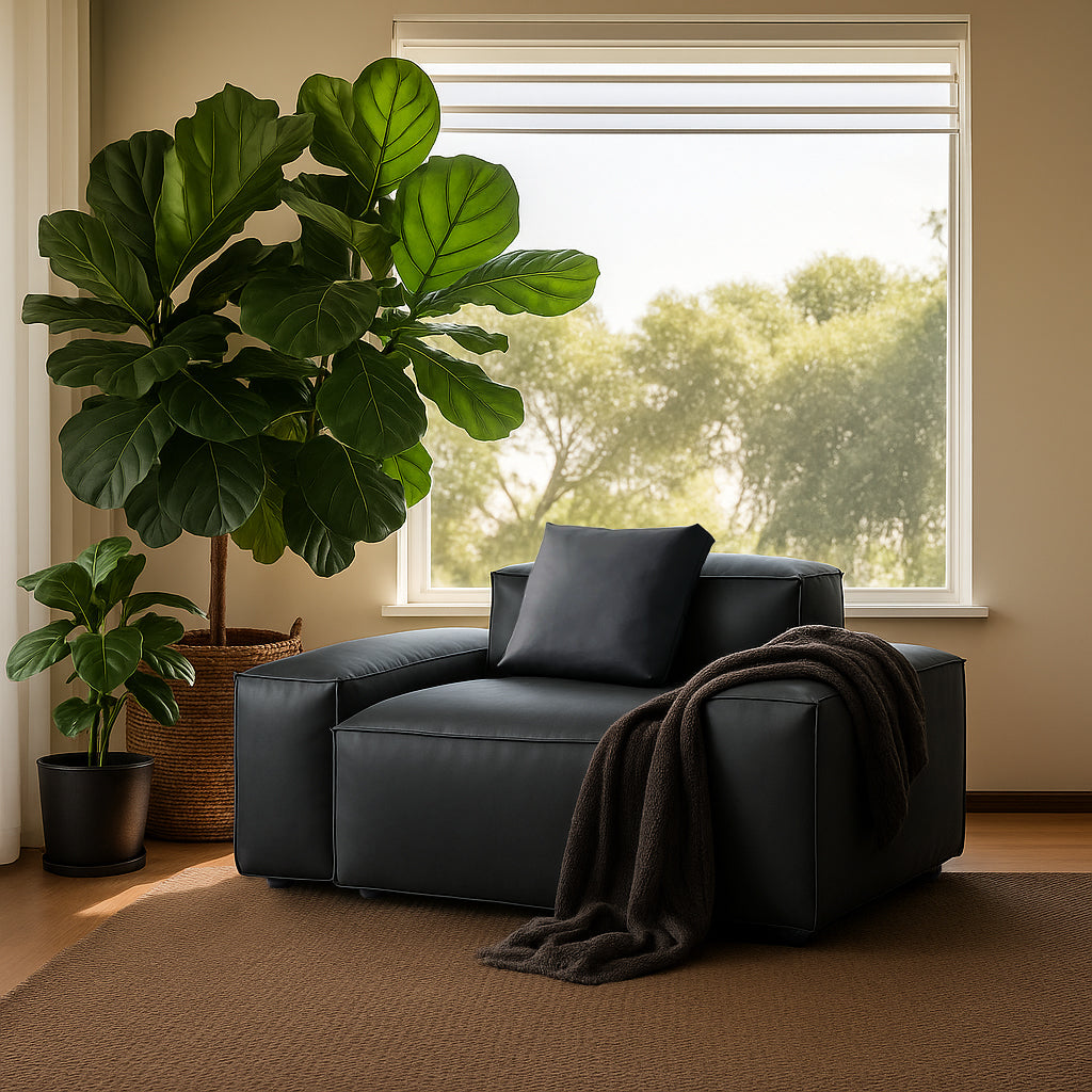 Cube Modular Beige Genuine Leather Armchair