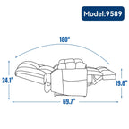 Fauteuil inclinable électrique à double moteur bleu avec chauffage, massage, positionnement infini, télécommande et soutien lombaire