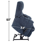 Fauteuil inclinable électrique bleu à double moteur avec chauffage, massage, inclinaison infinie et capacité de charge de 158 kg pour personnes âgées