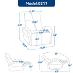 Fauteuil inclinable électrique en cuir véritable bleu avec pivot et chargement USB
