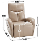 Fauteuil inclinable électrique en cuir véritable bleu avec pivot et chargement USB