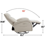Fauteuil inclinable électrique en cuir véritable bleu avec pivot et chargement USB