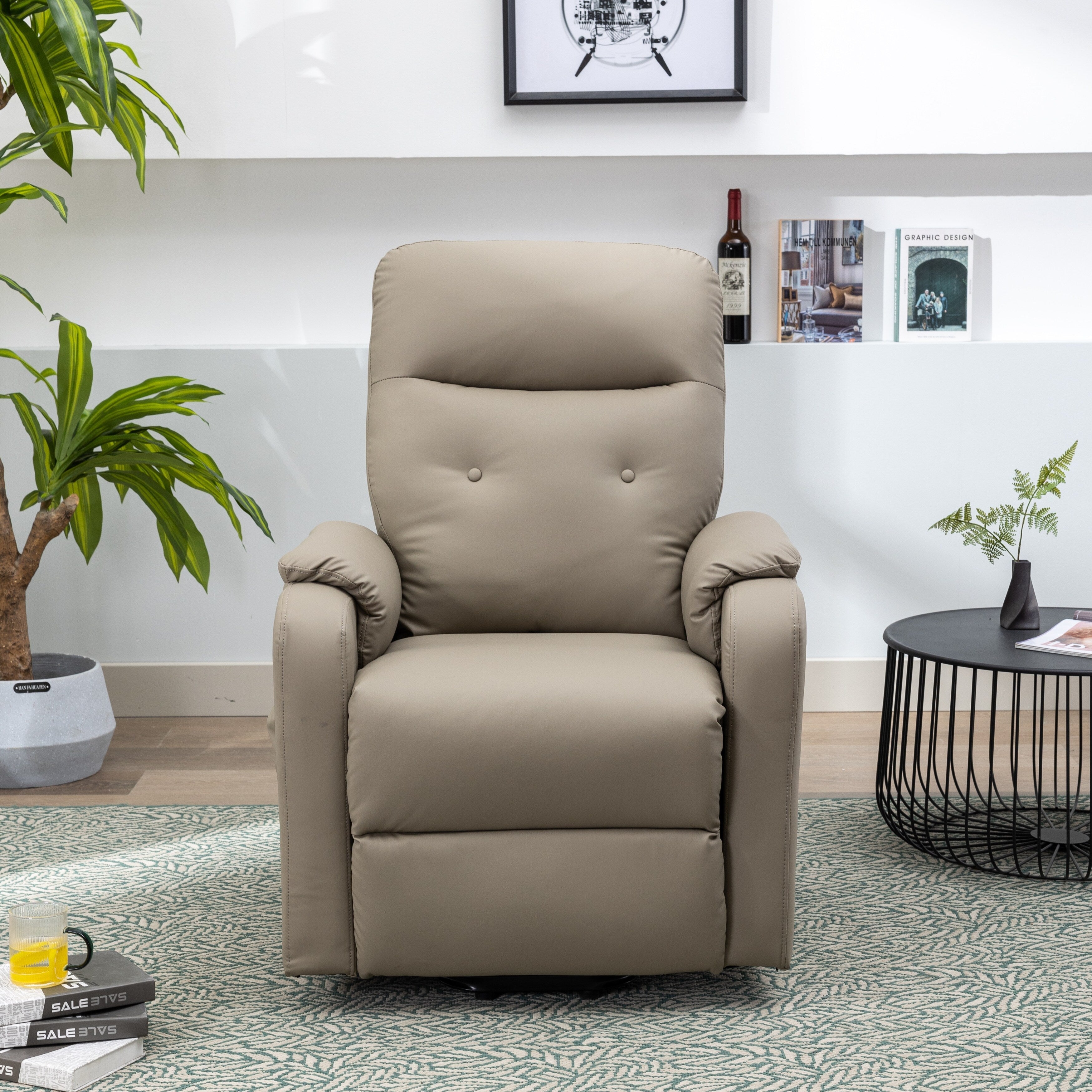 Fauteuil inclinable électrique bleu avec massage, chauffage, positions réglables et poche latérale pour plus de commodité